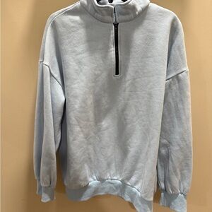 Women’s Light Blue Half-Zip Sweater- Trendy Queen